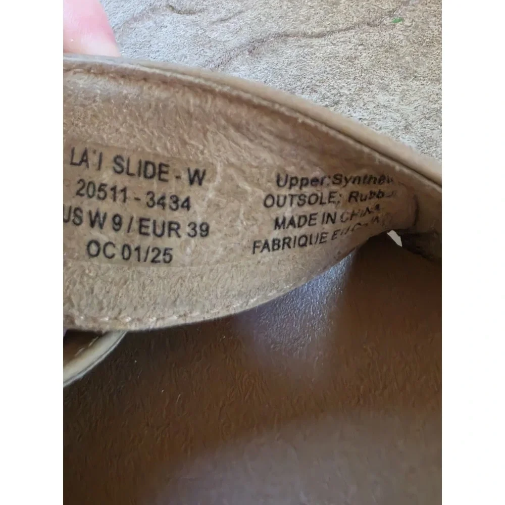 Olukai‎ La'i Slide Sandals Criss Cross Taupe Slides Slip Ons Women's US Size 9